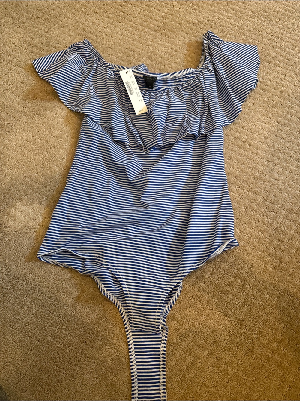 Blue and White striped bodysuit J. Crew size Medium BNWT